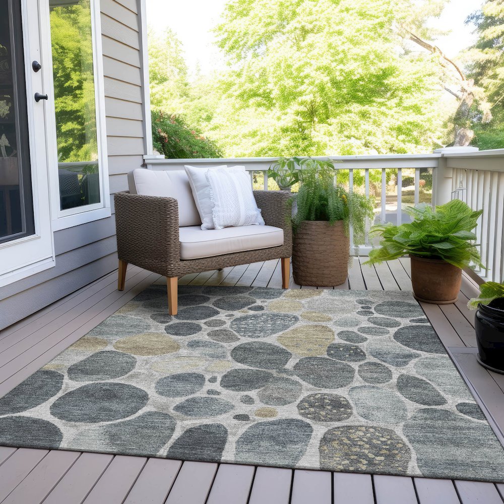 Machine Washable Indoor/Outdoor Chantille Pewter 10' x 14' Rug