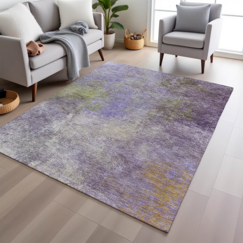 Machine Washable Indoor/Outdoor Chantille Purple 10' x 14' Rug
