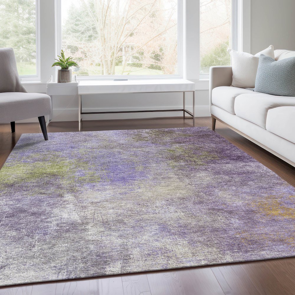 Machine Washable Indoor/Outdoor Chantille Purple 10' x 14' Rug