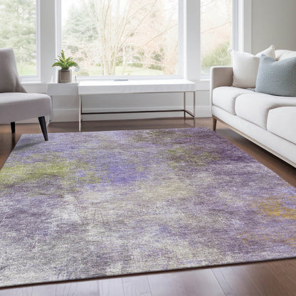 Machine Washable Indoor/Outdoor Chantille Purple 10' x 14' Rug
