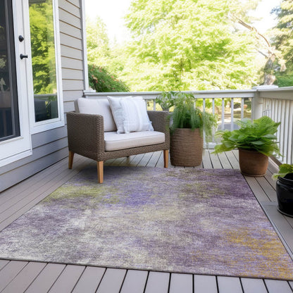 Machine Washable Indoor/Outdoor Chantille Purple 10' x 14' Rug
