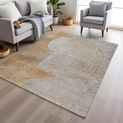 Machine Washable Indoor/Outdoor Chantille Gold 10' x 14' Rug