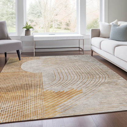 Machine Washable Indoor/Outdoor Chantille Gold 10' x 14' Rug