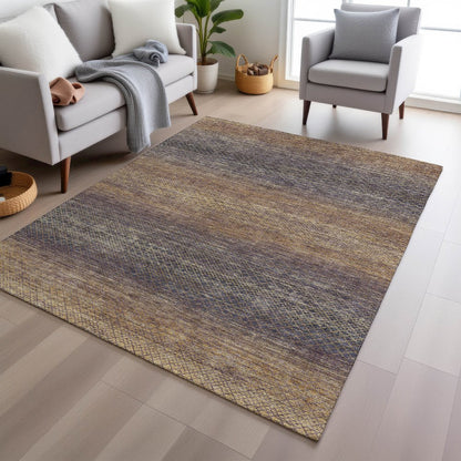 Machine Washable Indoor/Outdoor Chantille Eggplant 10' x 14' Rug