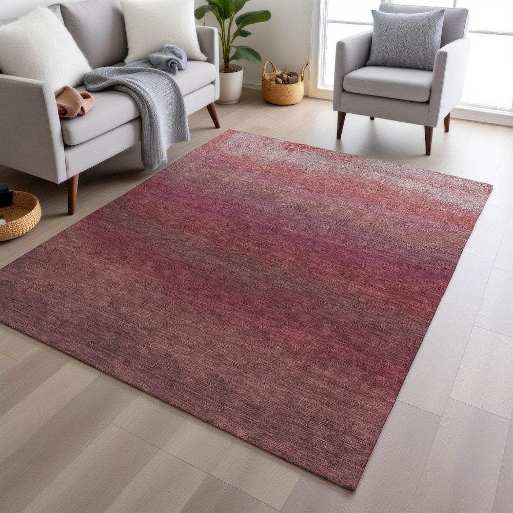 Machine Washable Indoor/Outdoor Chantille Red 10' x 14' Rug