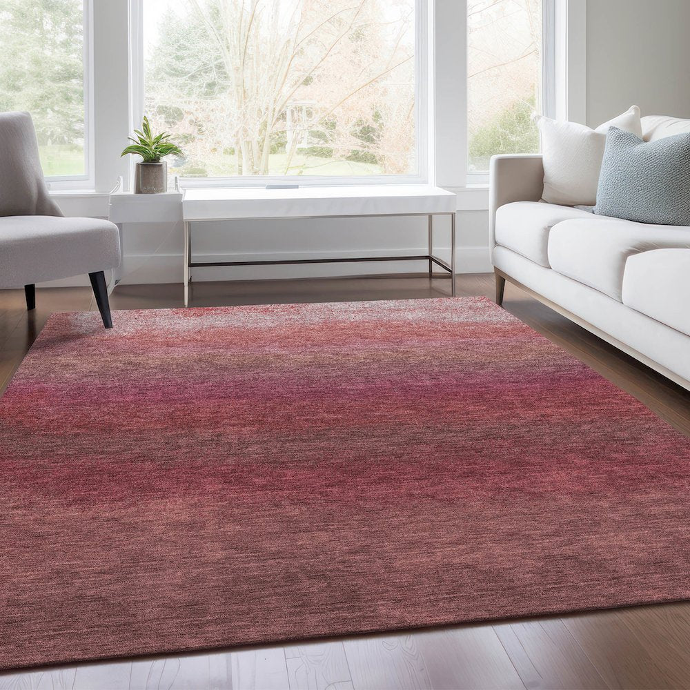 Machine Washable Indoor/Outdoor Chantille Red 10' x 14' Rug