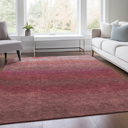 Machine Washable Indoor/Outdoor Chantille Red 10' x 14' Rug
