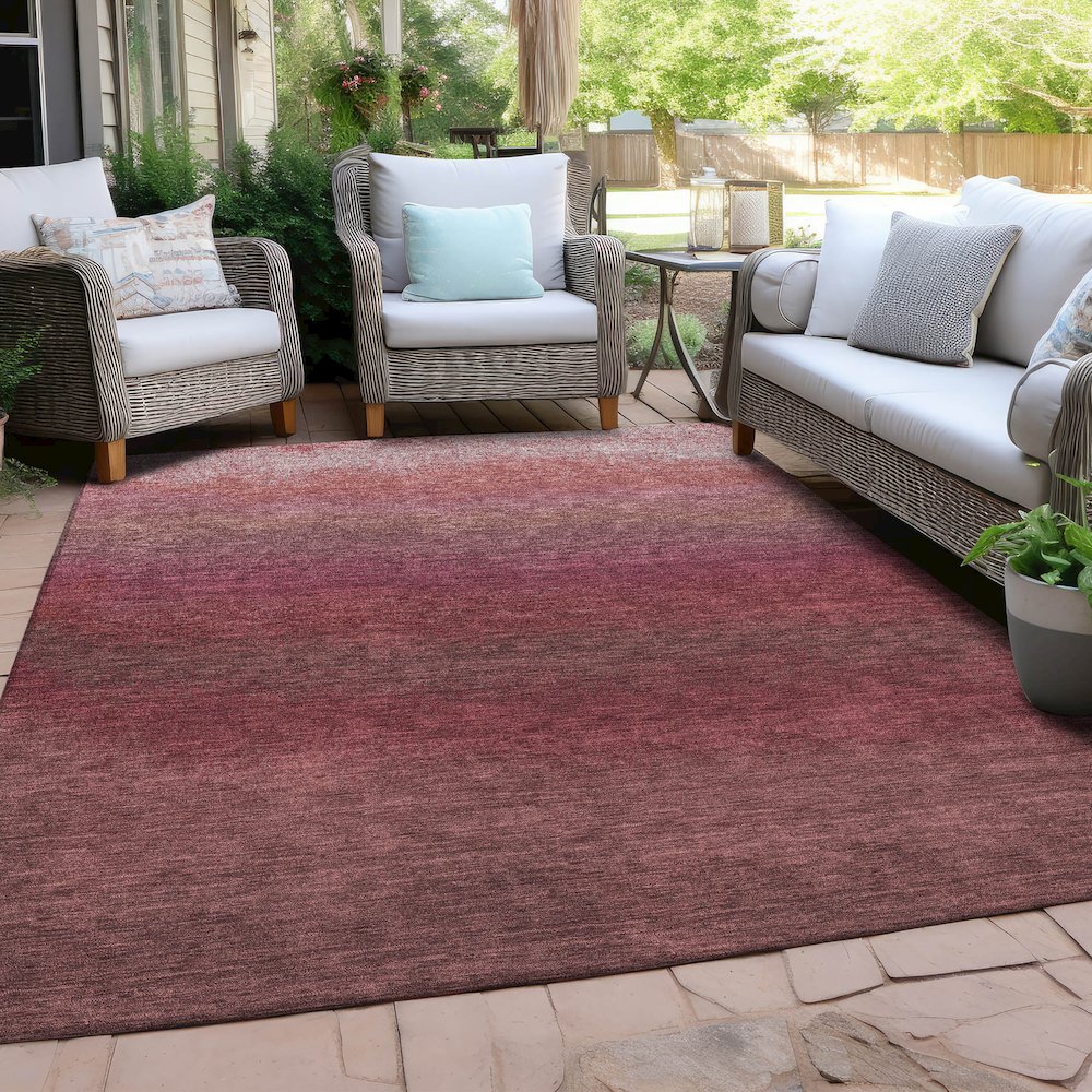 Machine Washable Indoor/Outdoor Chantille Red 10' x 14' Rug