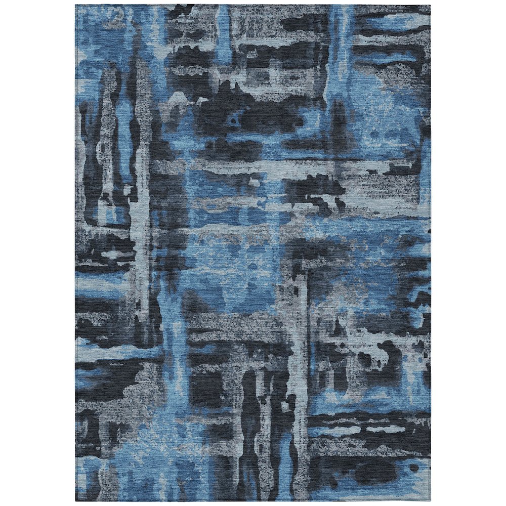 Machine Washable Indoor/Outdoor Chantille ACN2015 Black 10' x 14' Rug