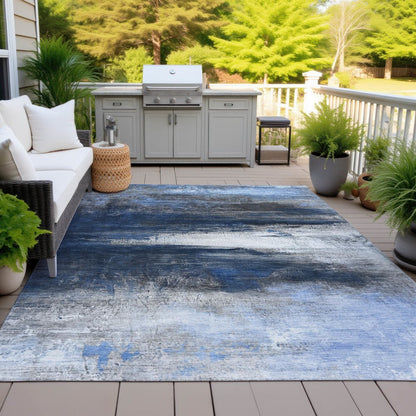 Machine Washable Indoor/Outdoor Chantille ACN2016 Navy 10' x 14' Rug