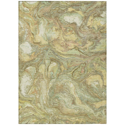 Machine Washable Indoor/Outdoor Chantille ACN2017 Gold 10' x 14' Rug