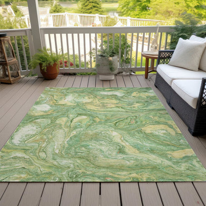 Machine Washable Indoor/Outdoor Chantille ACN2017 Green 10' x 14' Rug