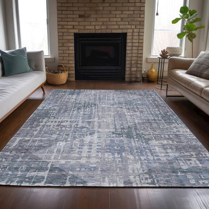Machine Washable Indoor/Outdoor Chantille ACN2026 Blue 10' x 14' Rug