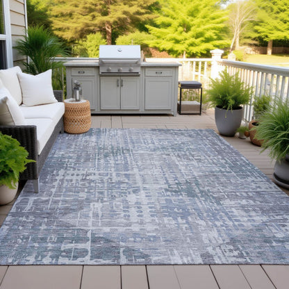 Machine Washable Indoor/Outdoor Chantille ACN2026 Blue 10' x 14' Rug