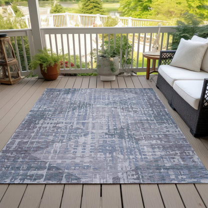 Machine Washable Indoor/Outdoor Chantille ACN2026 Blue 10' x 14' Rug