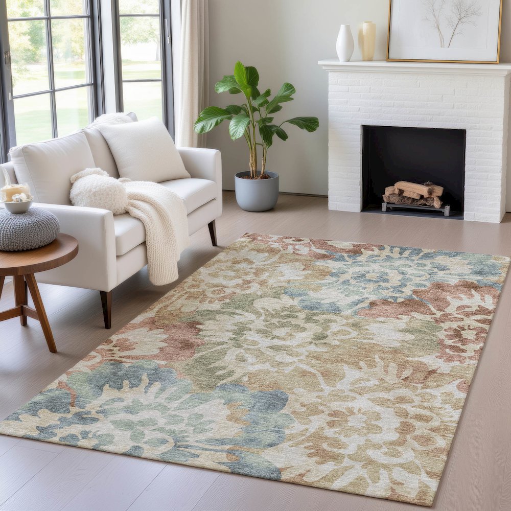 Machine Washable Indoor/Outdoor Chantille ACN2028 Paprika 10' x 14' Rug