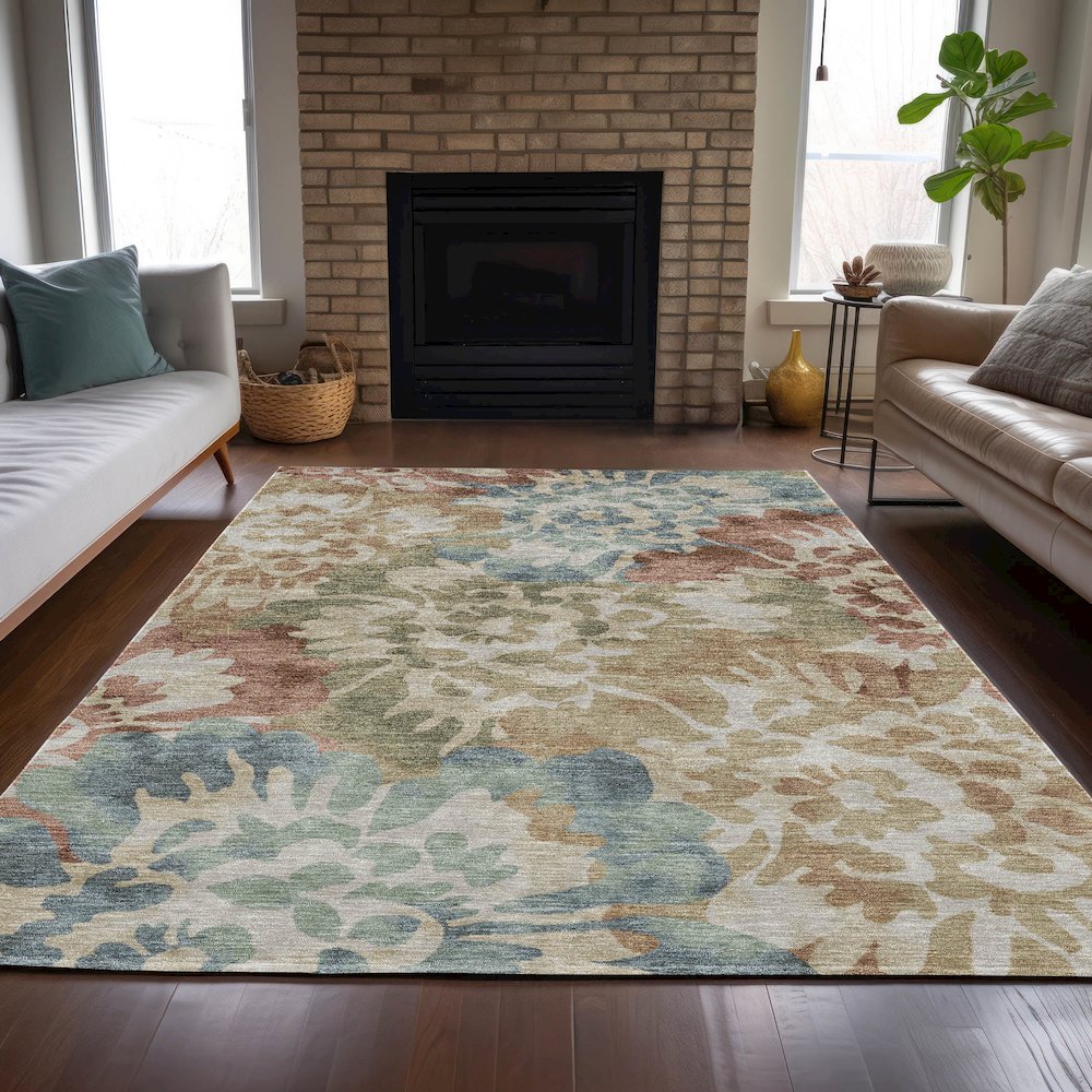 Machine Washable Indoor/Outdoor Chantille ACN2028 Paprika 10' x 14' Rug