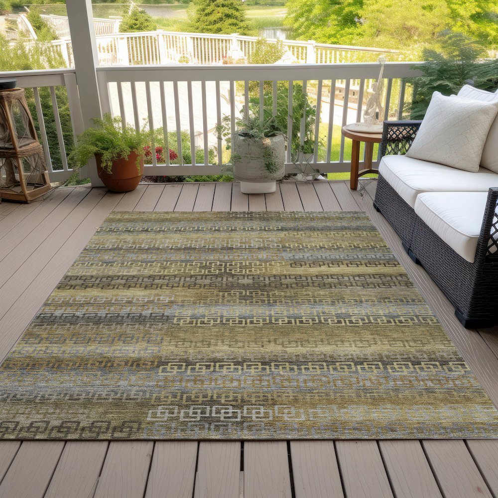 Machine Washable Indoor/Outdoor Chantille ACN2029 Wheat 10' x 14' Rug