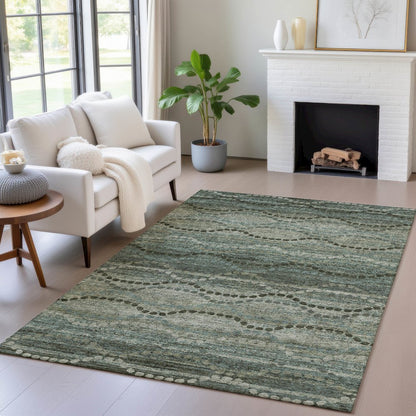 Machine Washable Indoor/Outdoor Chantille ACN2031 Aloe 10' x 14' Rug