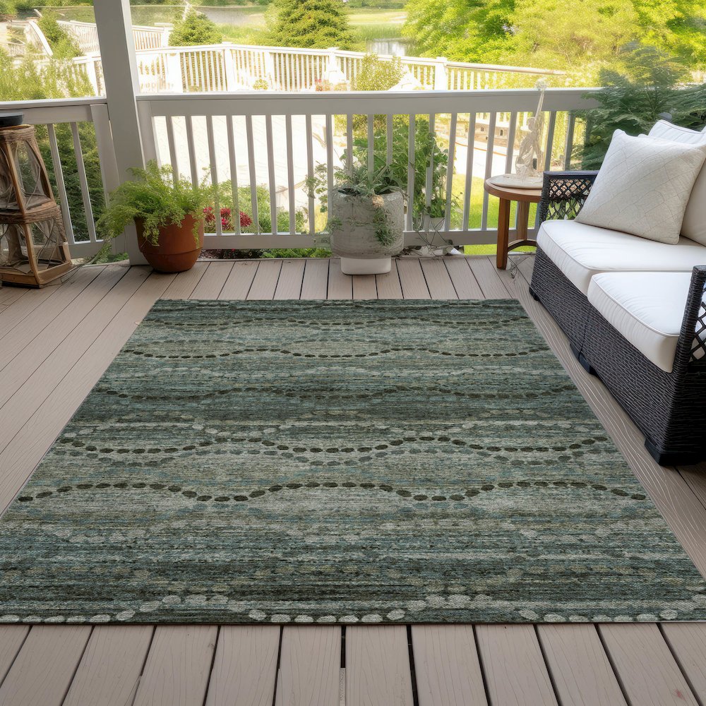 Machine Washable Indoor/Outdoor Chantille ACN2031 Aloe 10' x 14' Rug
