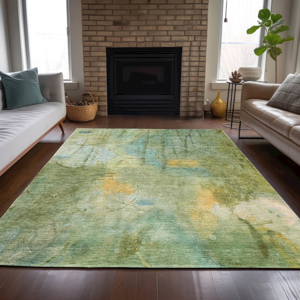 Machine Washable Indoor/Outdoor Chantille ACN2032 Sage 10' x 14' Rug