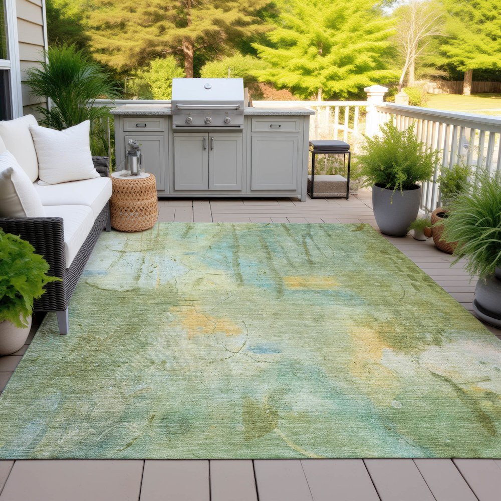 Machine Washable Indoor/Outdoor Chantille ACN2032 Sage 10' x 14' Rug