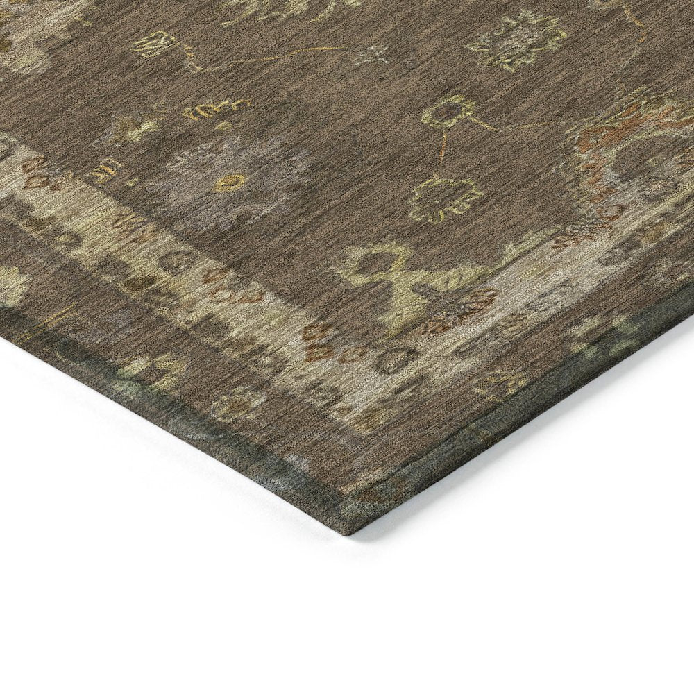 Machine Washable Indoor/Outdoor Chantille ACN2045 Chocolate 8' x 8' Round Rug