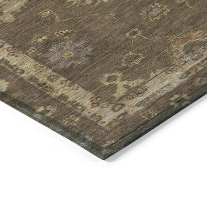 Machine Washable Indoor/Outdoor Chantille ACN2045 Chocolate 8' x 8' Round Rug