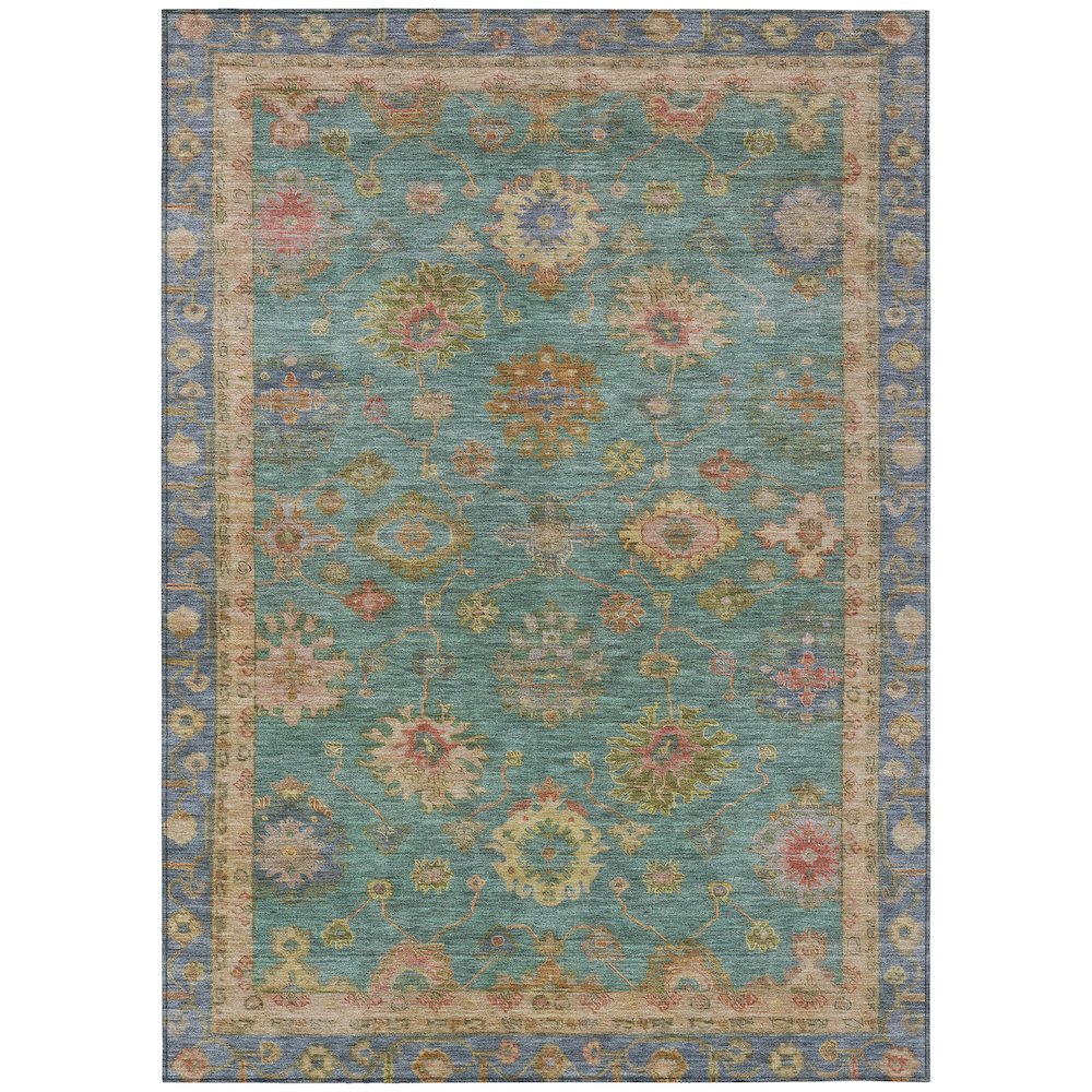 Machine Washable Indoor/Outdoor Chantille ACN2045 Teal 10' x 14' Rug