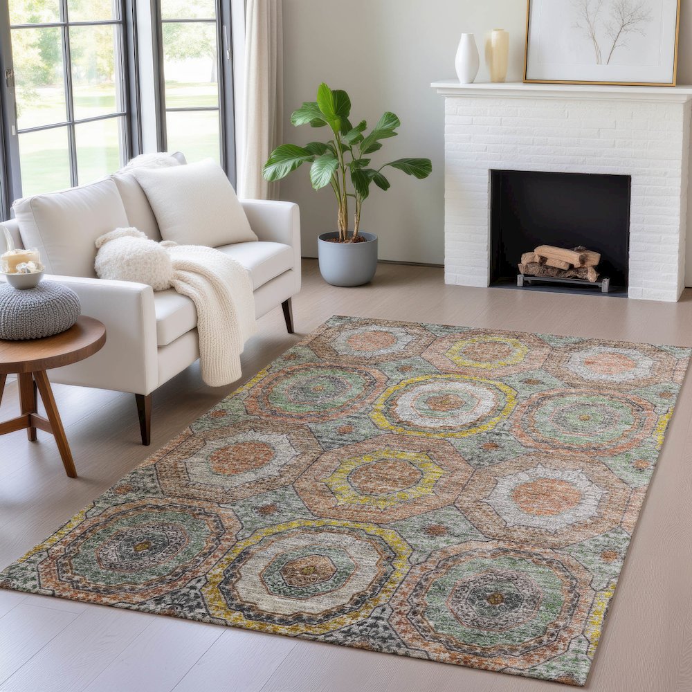 Machine Washable Indoor/Outdoor Chantille ACN2050 Sage 10' x 14' Rug