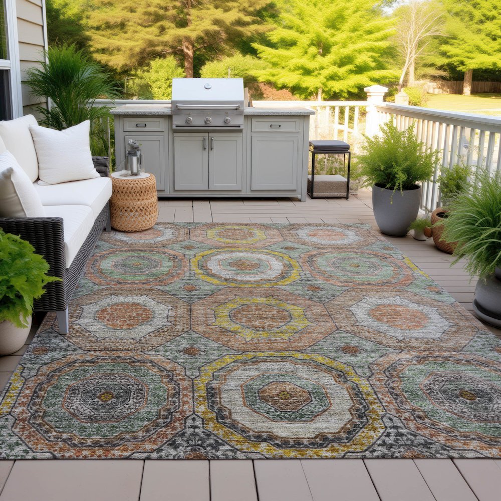 Machine Washable Indoor/Outdoor Chantille ACN2050 Sage 10' x 14' Rug