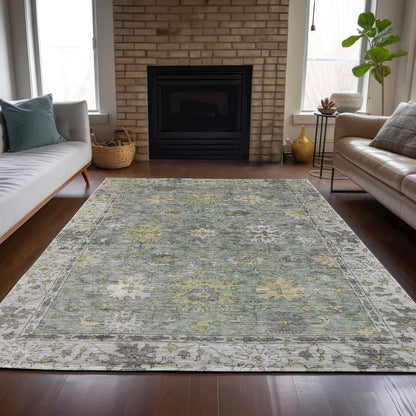 Machine Washable Indoor/Outdoor Chantille ACN2052 Sage 10' x 14' Rug