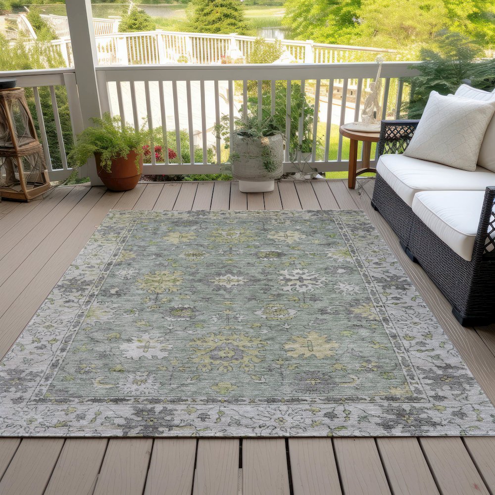 Machine Washable Indoor/Outdoor Chantille ACN2052 Sage 10' x 14' Rug