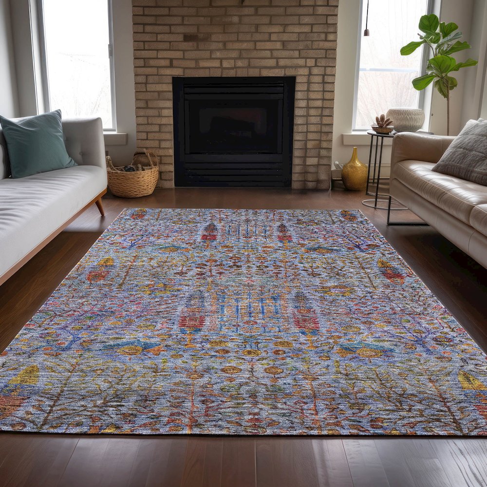 Machine Washable Indoor/Outdoor Chantille ACN2053 Blue 10' x 14' Rug