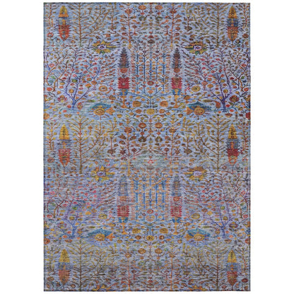 Machine Washable Indoor/Outdoor Chantille ACN2053 Blue 10' x 14' Rug