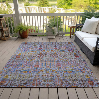 Machine Washable Indoor/Outdoor Chantille ACN2053 Blue 10' x 14' Rug