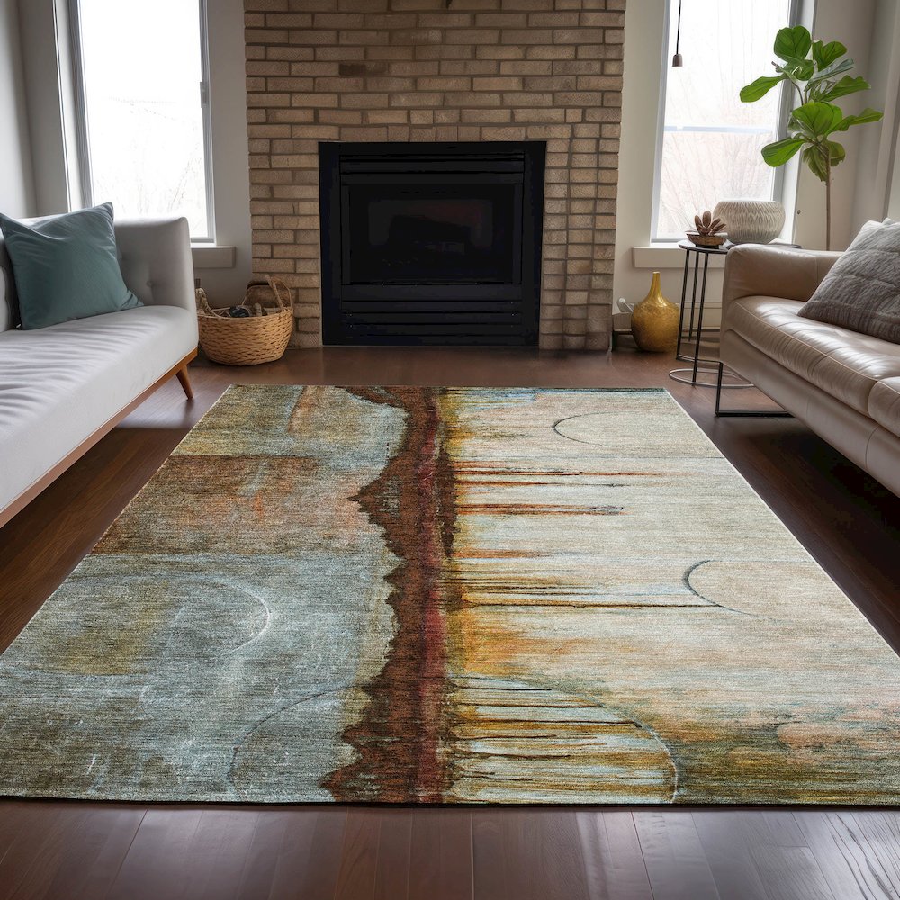 Machine Washable Indoor/Outdoor Chantille ACN2059 Rust 10' x 14' Rug