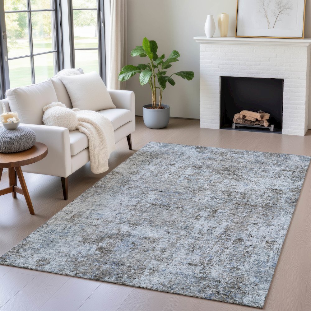 Machine Washable Indoor/Outdoor Chantille ACN2061 Blue 10' x 14' Rug