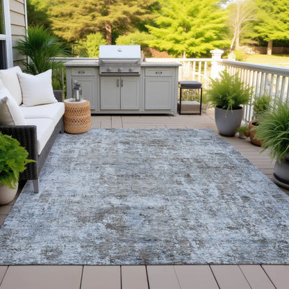 Machine Washable Indoor/Outdoor Chantille ACN2061 Blue 10' x 14' Rug