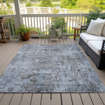 Machine Washable Indoor/Outdoor Chantille ACN2061 Blue 10' x 14' Rug