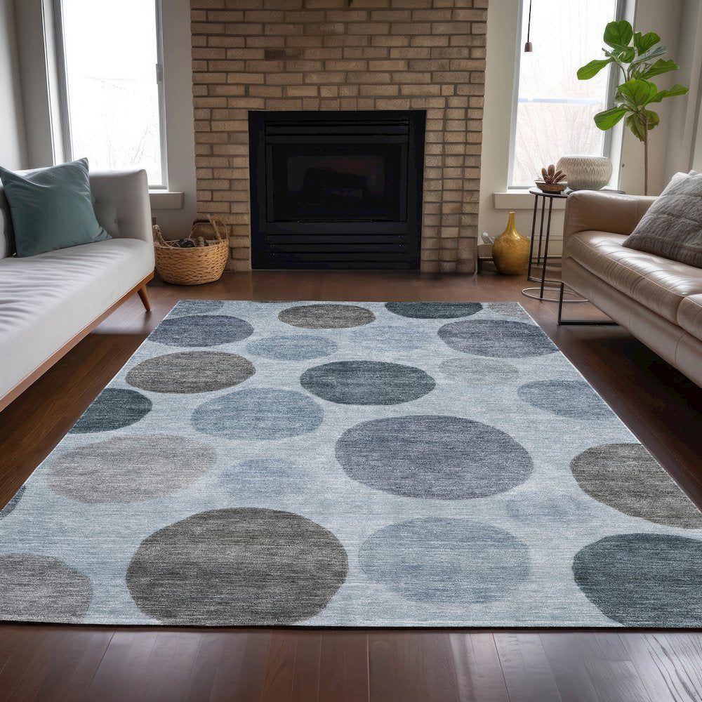 Machine Washable Indoor/Outdoor Chantille ACN2062 Blue 10' x 14' Rug