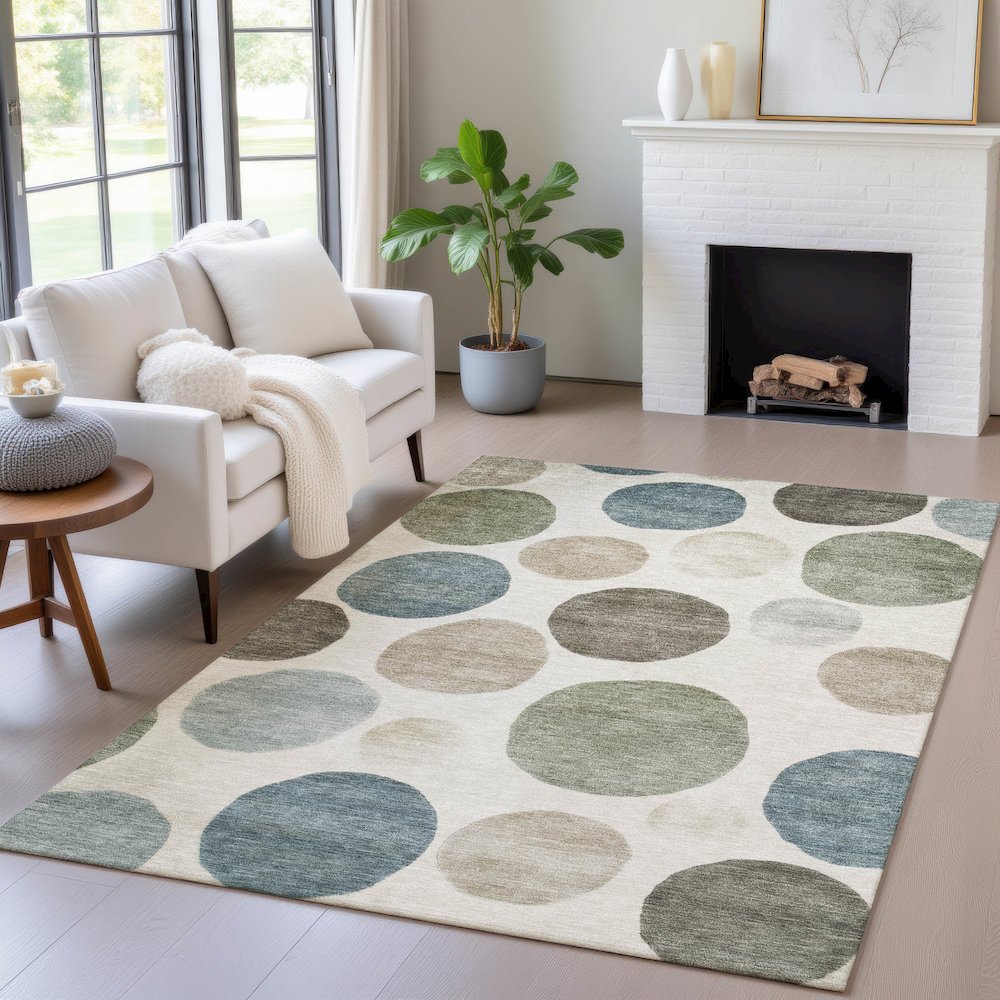 Machine Washable Indoor/Outdoor Chantille ACN2062 Ivory 10' x 14' Rug