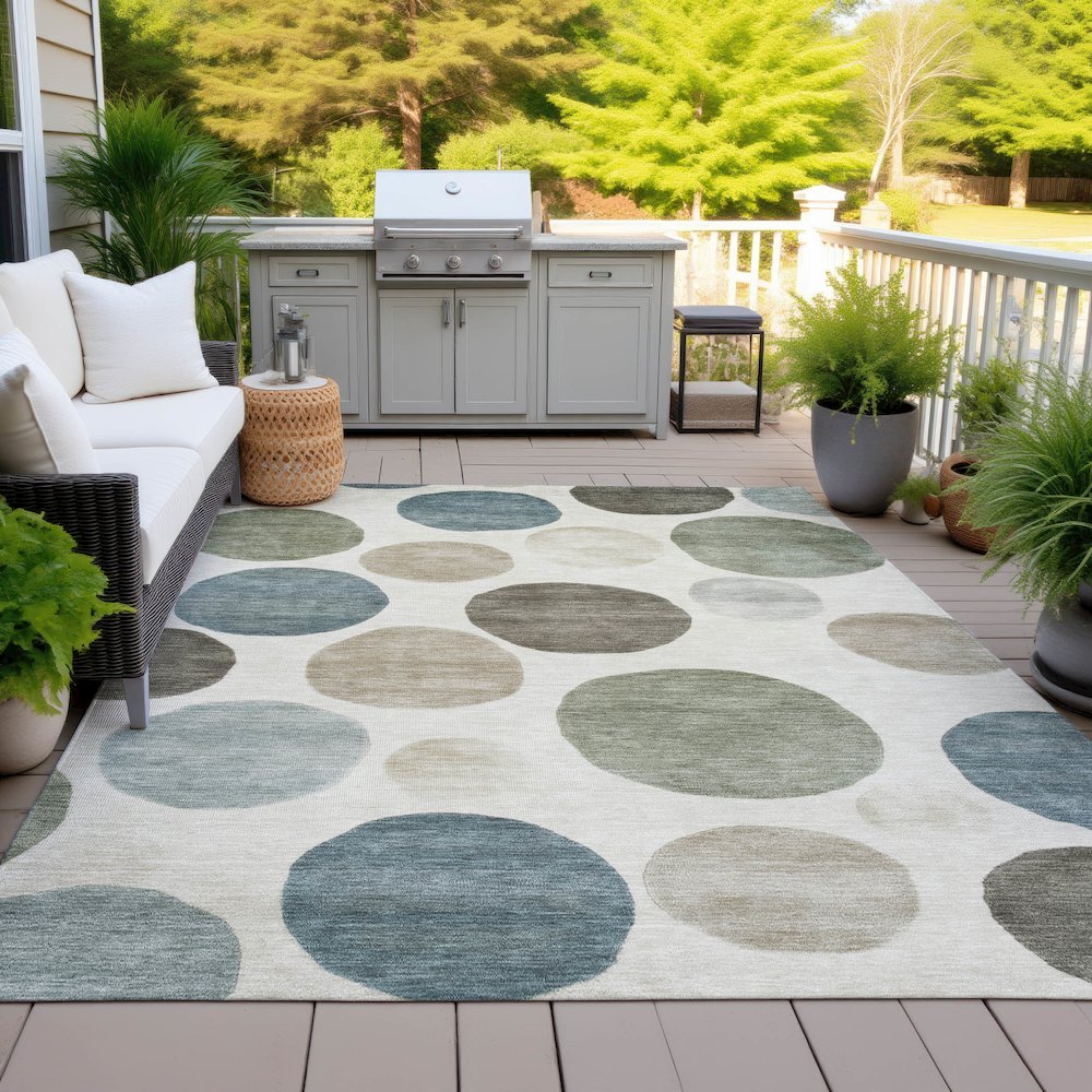 Machine Washable Indoor/Outdoor Chantille ACN2062 Ivory 10' x 14' Rug