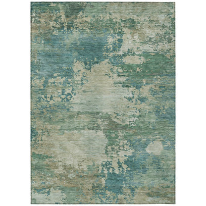 Machine Washable Indoor/Outdoor Chantille ACN2067 Teal 10' x 14' Rug