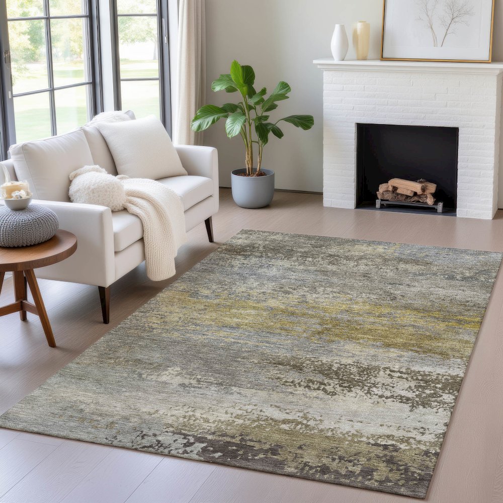 Machine Washable Indoor/Outdoor Chantille ACN2071 Taupe 10' x 14' Rug