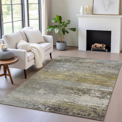 Machine Washable Indoor/Outdoor Chantille ACN2071 Taupe 10' x 14' Rug