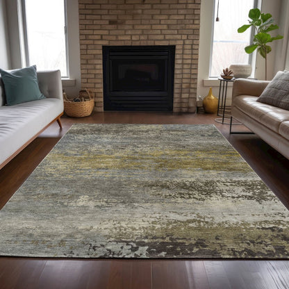 Machine Washable Indoor/Outdoor Chantille ACN2071 Taupe 10' x 14' Rug
