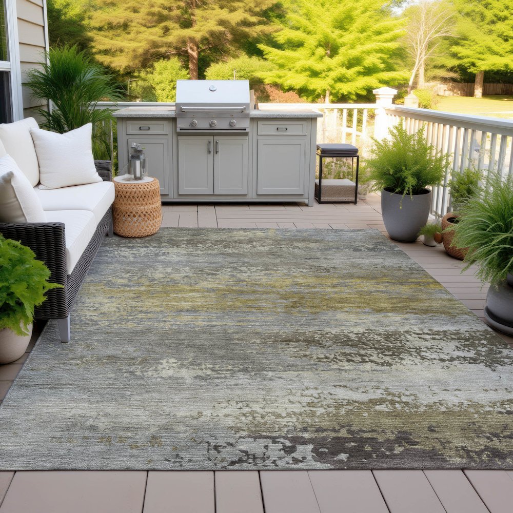 Machine Washable Indoor/Outdoor Chantille ACN2071 Taupe 10' x 14' Rug