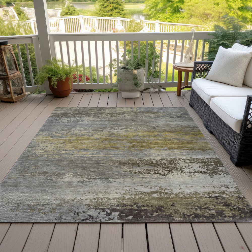 Machine Washable Indoor/Outdoor Chantille ACN2071 Taupe 10' x 14' Rug