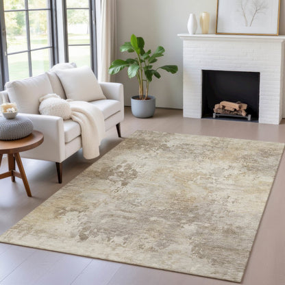 Machine Washable Indoor/Outdoor Chantille ACN2073 Tan 10' x 14' Rug